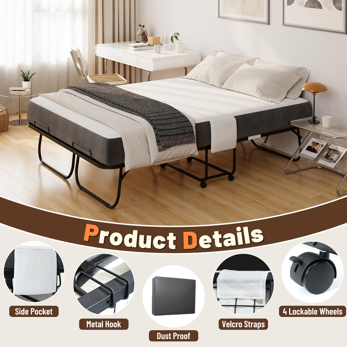 Full Size Folding Bed with Memory Foam Mattress U70221