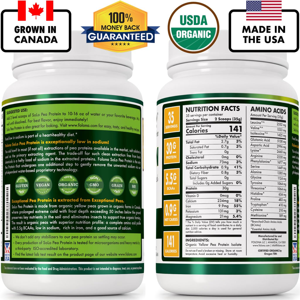 Organic Pea Protein Isolate Unflavored Vegan Protein Powder 2.7 lbs A9948
