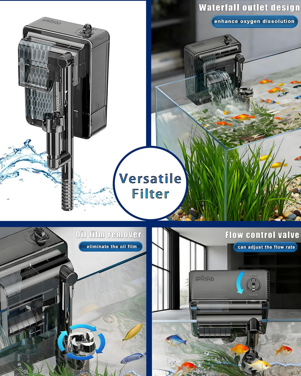 3 Gallon Ultra-Clear Glass Fish Tank with Filter and Led Light P584570