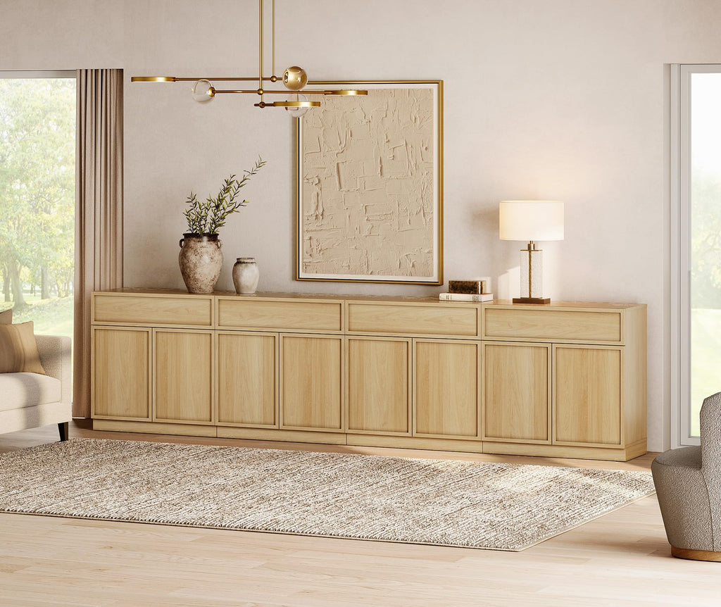 Oak TV Stand with 8 Doors and Drawers J2329