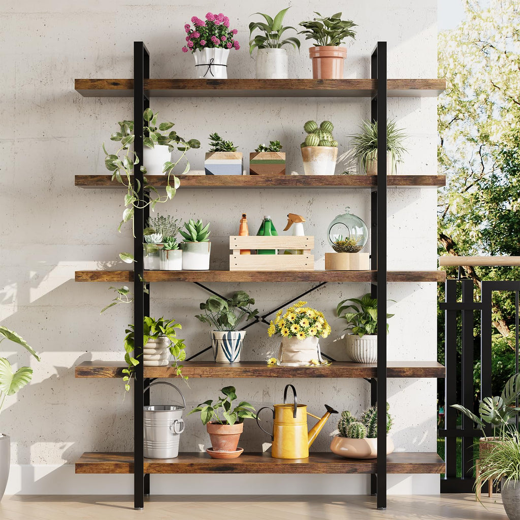 5 Tier Rustic Open Bookshelf U3903