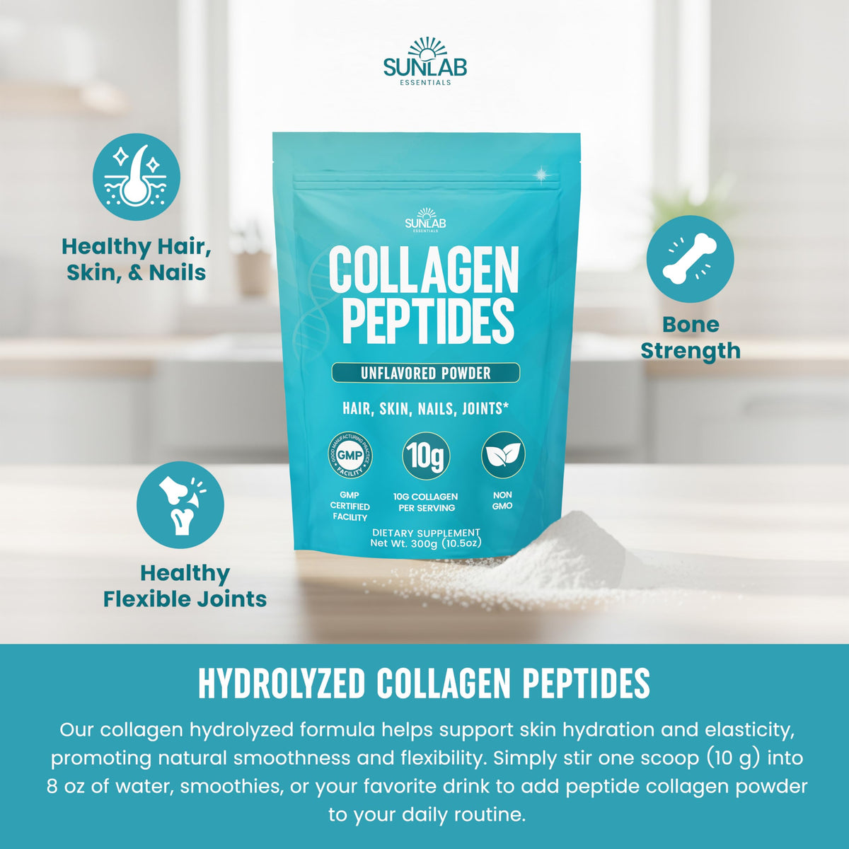 Unflavored Hydrolyzed Bovine Collagen Peptides Powder F84558
