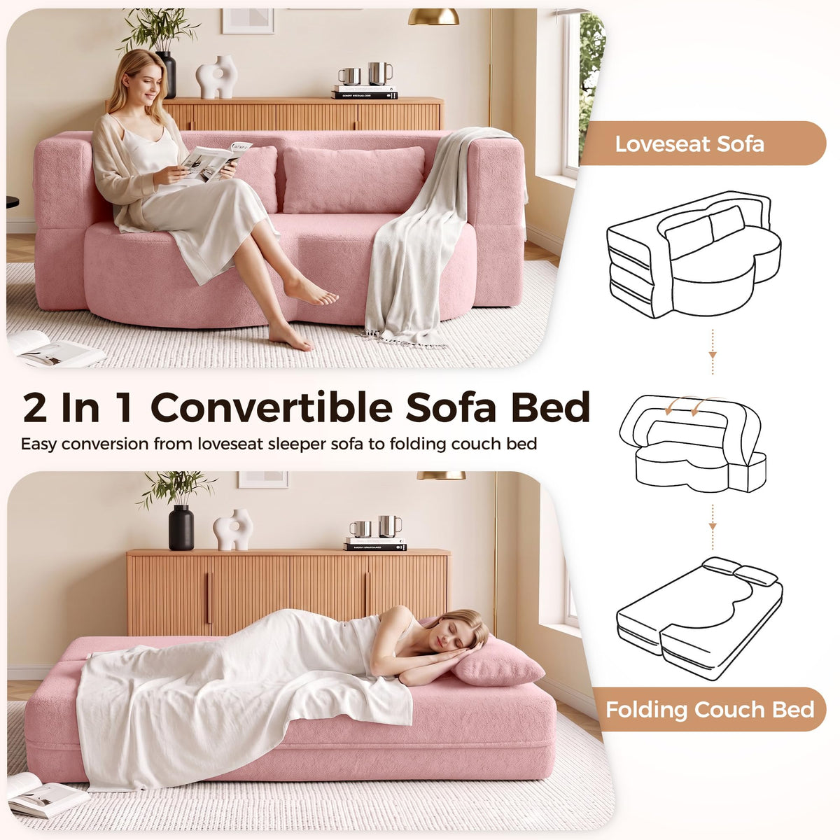 78" Convertible Folding Sofa Bed Full Size A371