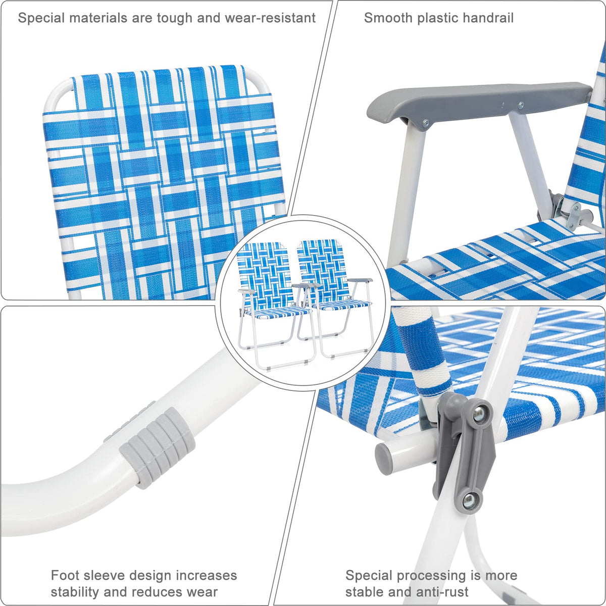 Set of 2 Blue Webbed Folding Camping Chairs Q26612