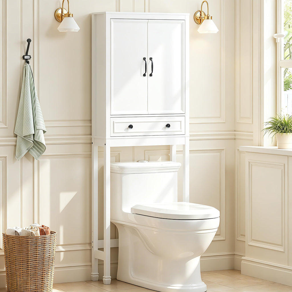 White Over the Toilet Storage Cabinet with Doors F48205