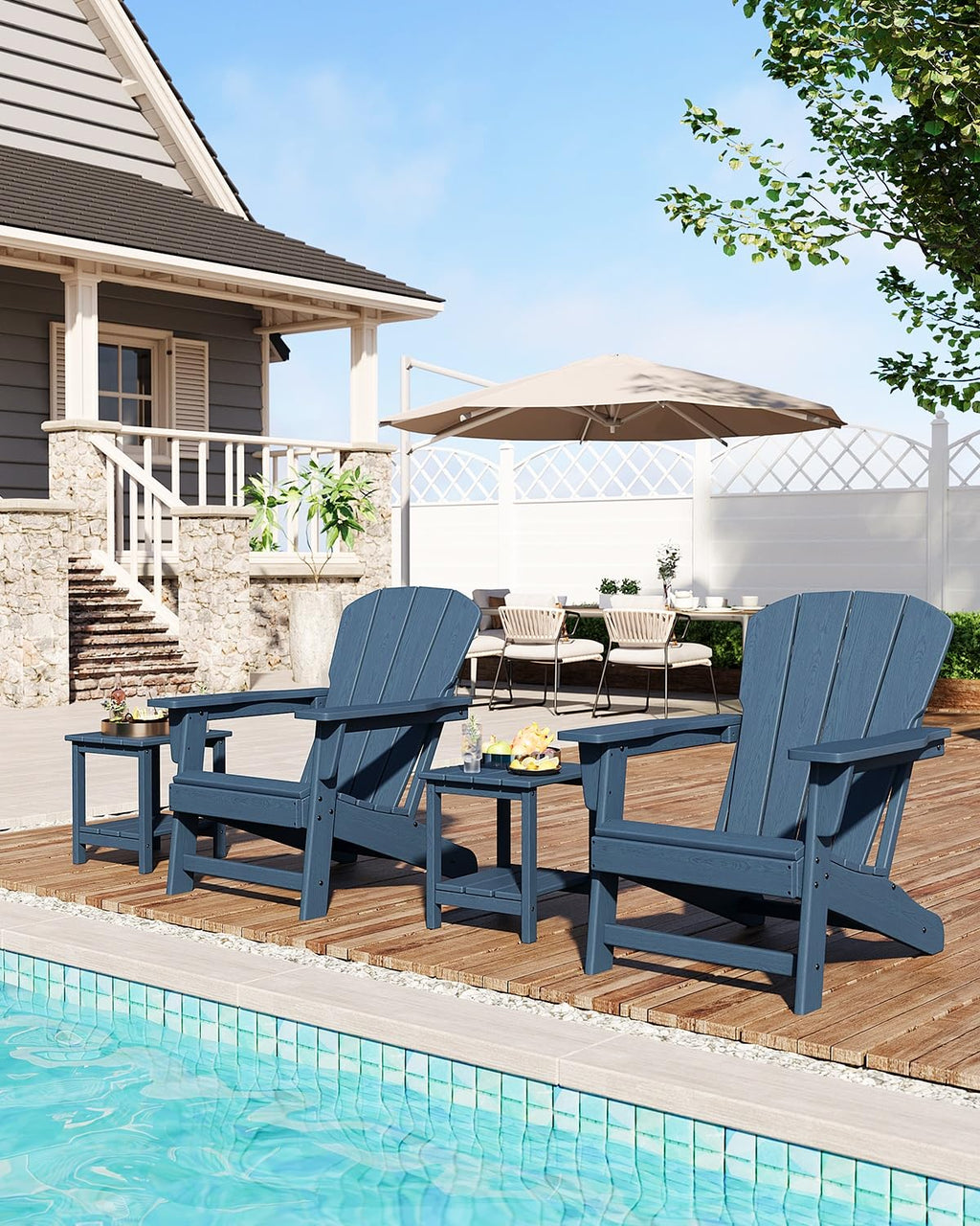 Oversize Navy Blue HDPE Plastic Adirondack Chair Y326