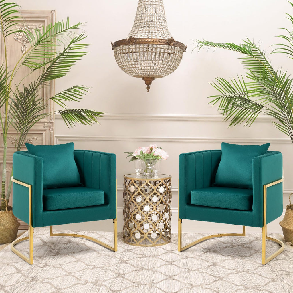 Velvet Accent Chairs Set of 2 Green R443587