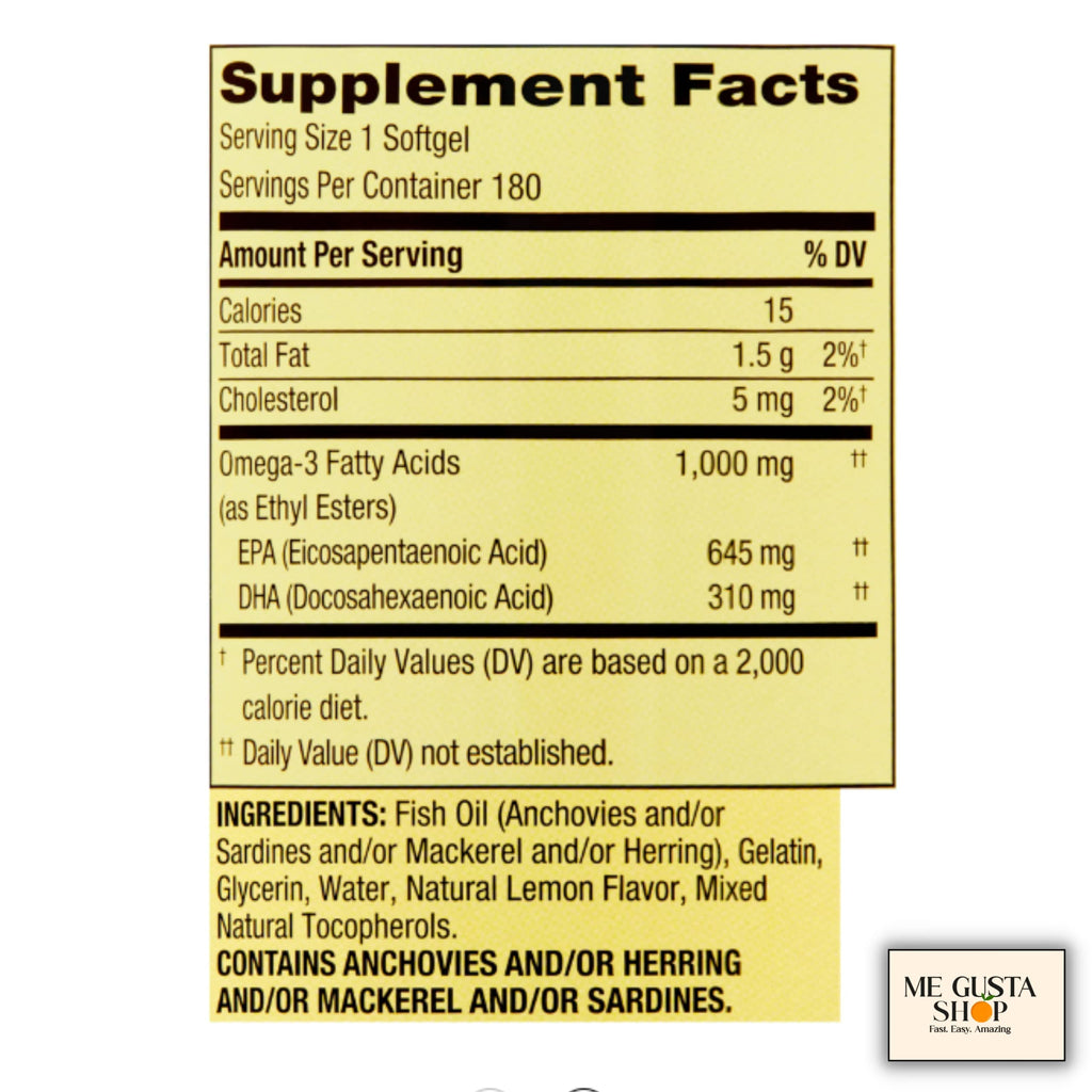 Omega-3 Fish Oil Soft Gels 1000 mg 180 Count W477894