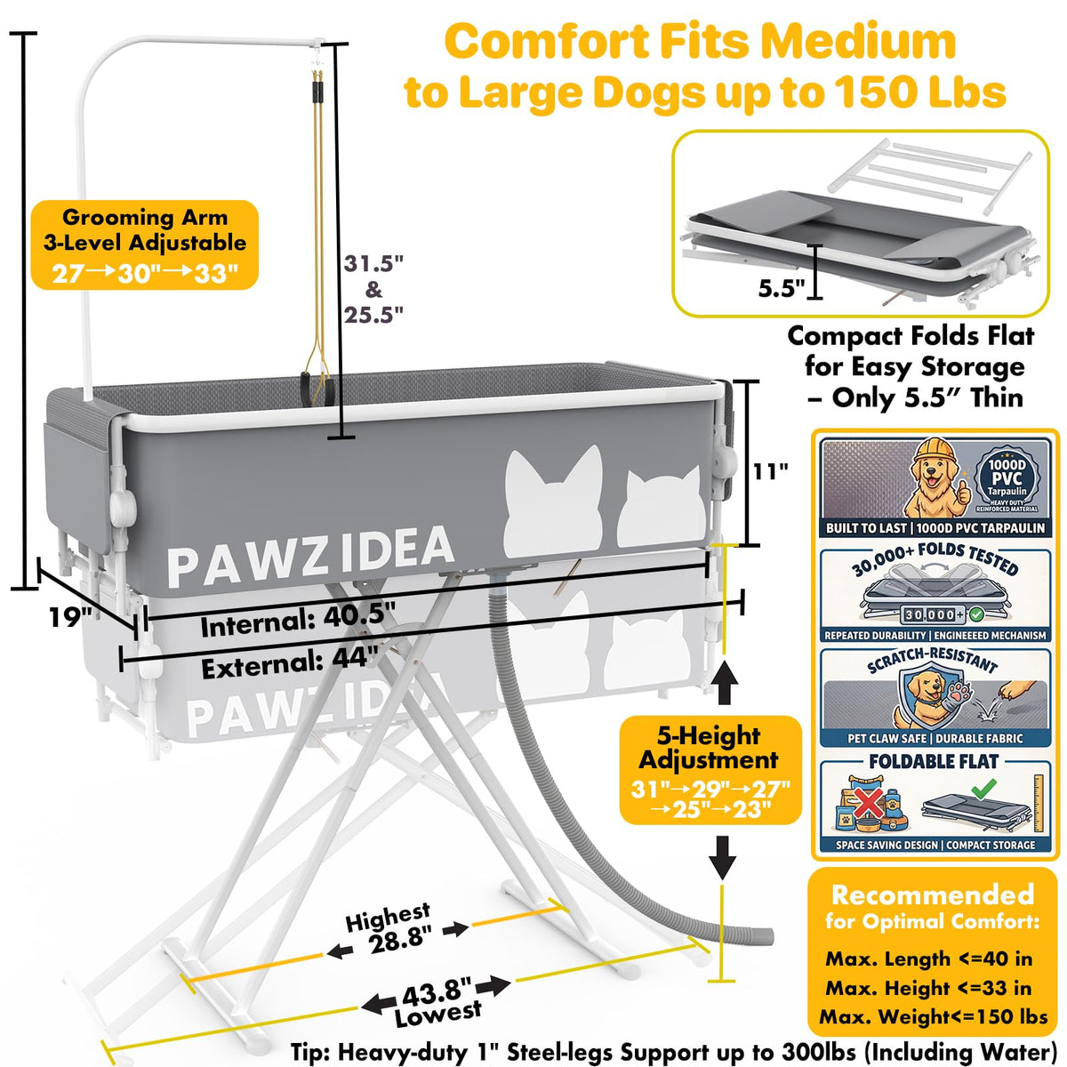 2-in-1 Dog Bathtub & Grooming Table R743386