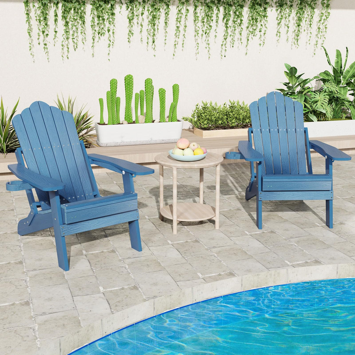 Folding Adirondack Chair with Adjustable Backrest and Ottoman F5652