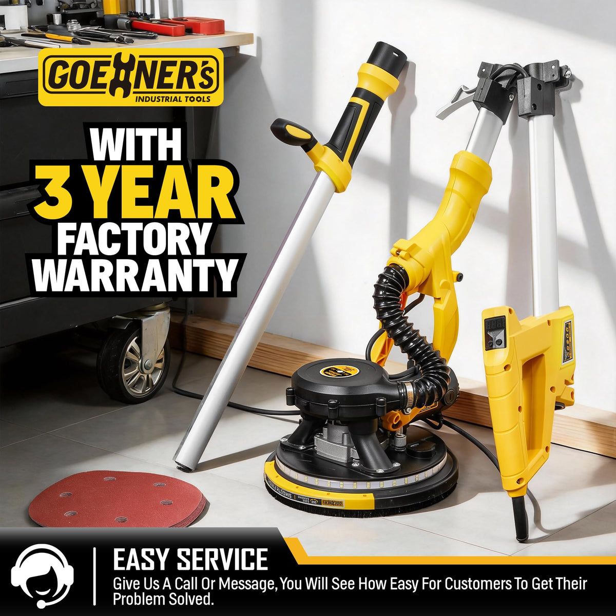 950W Electric Drywall Sander with Vacuum Dust Collector T722