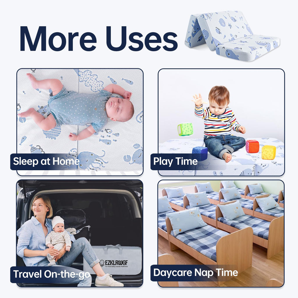 Dual-Sided Memory Foam Trifold Pack and Play Mattress Z126288