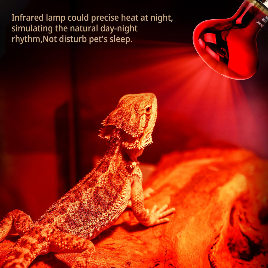 2-in-1 Deep Dome Reptile Light Fixture Kit with 100W UVA Basking Bulb & 100W Infrared Heat Lamp S9002
