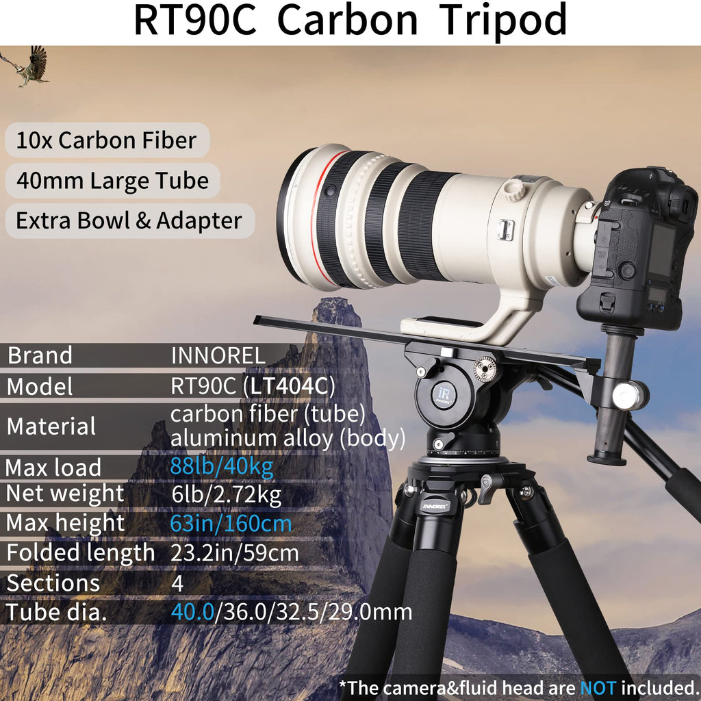 Carbon Fiber Heavy Duty Tripod with 75mm Bowl Adapter 63 inch Black E688581