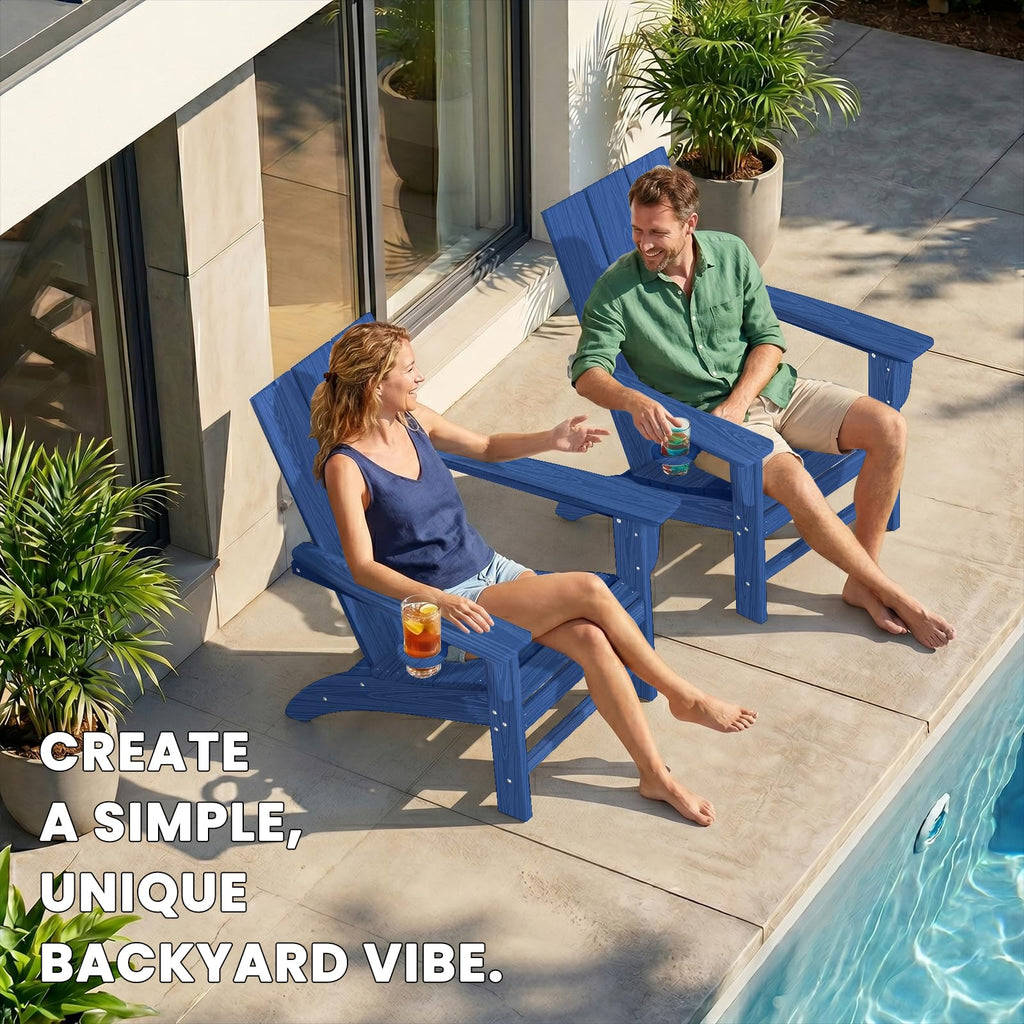 Adirondack Chair with Cup Holder, HDPE Plastic Patio Chairs K543