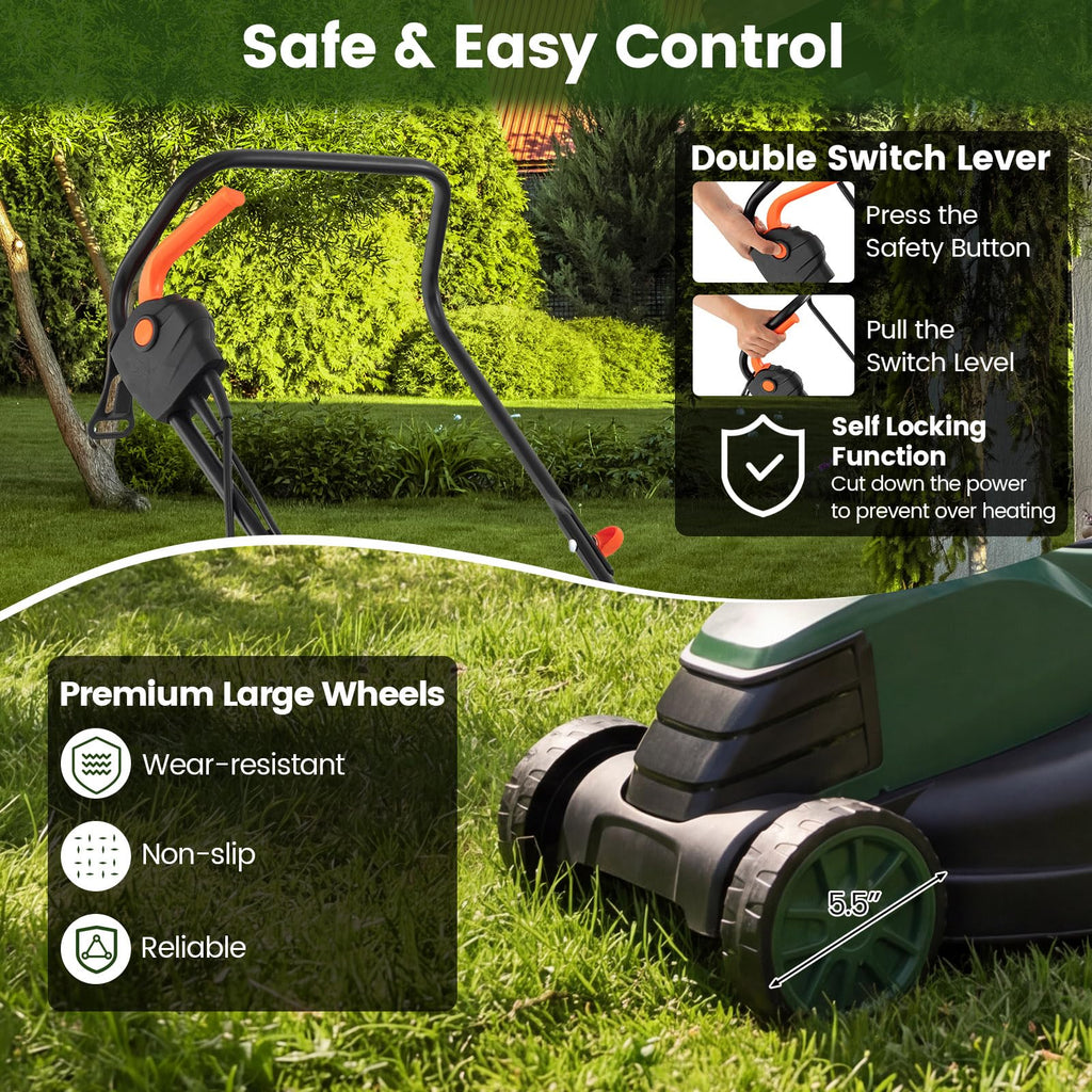 14" Corded Electric Push Lawn Mower with Grass Collection Box E21659