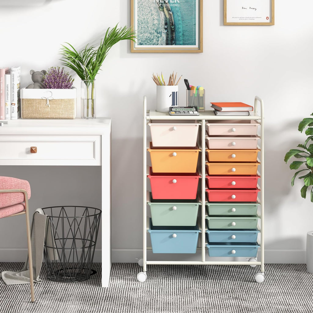 15 Drawer Rolling Storage Cart with Wheels G127