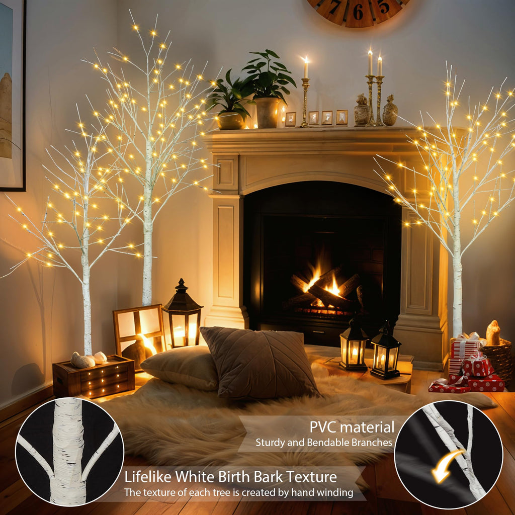 White Birch Tree Set with 246 LED Lights F317159
