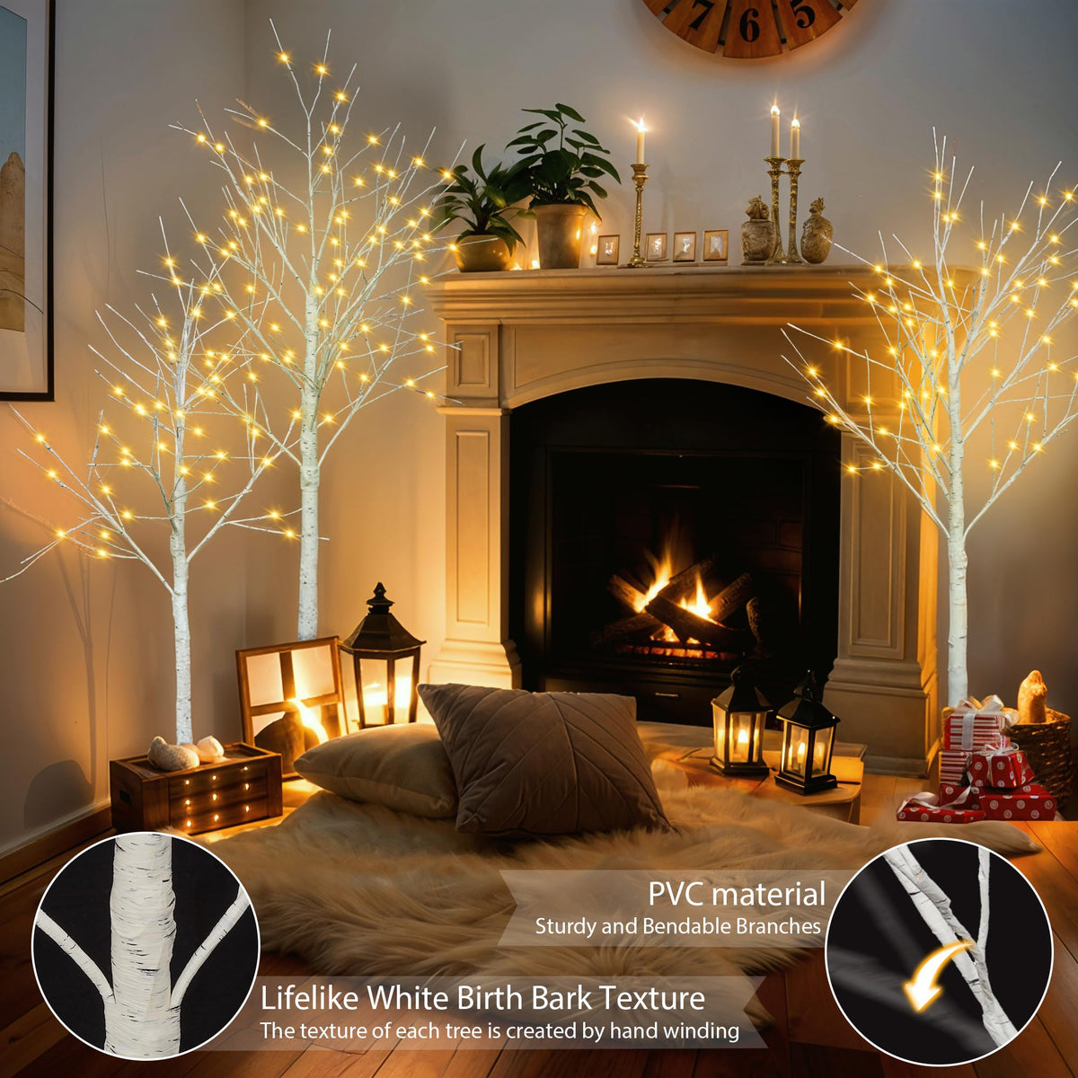 White Birch Tree Set with 246 LED Lights F317159