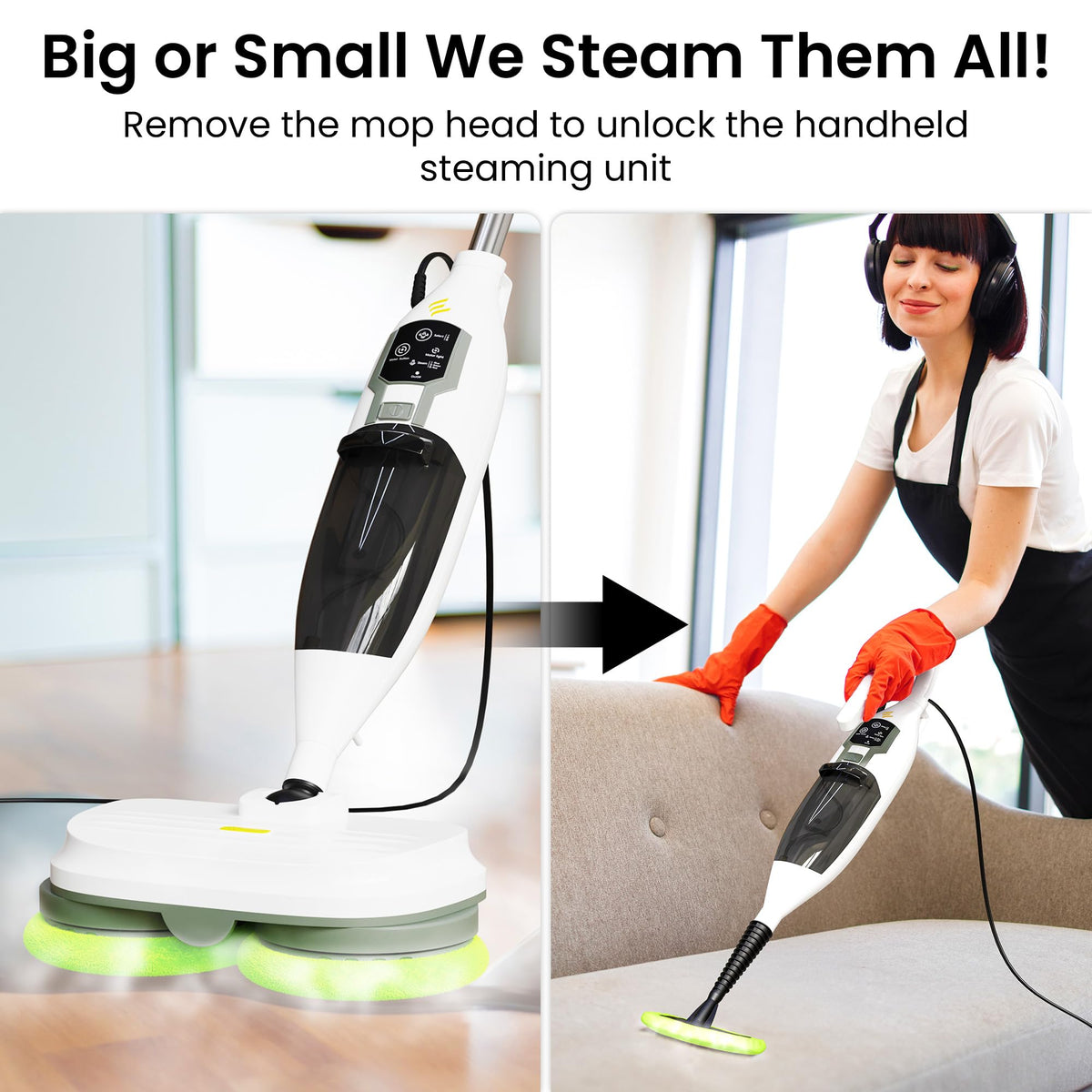 15-in-1 Electric Steam Mop with 3 Steam Modes C296