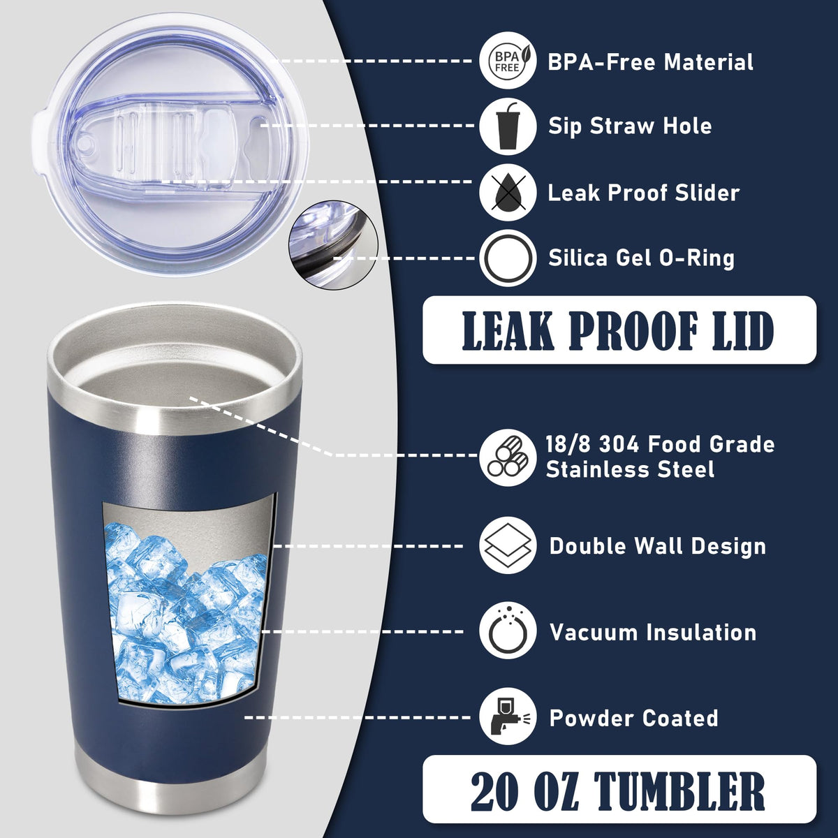 20oz Insulated Stainless Steel Tumbler with Lid Q42988