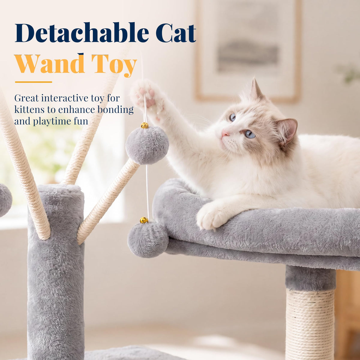 Cat Tree Tower with Padded Platform Bed, Hammock H3324