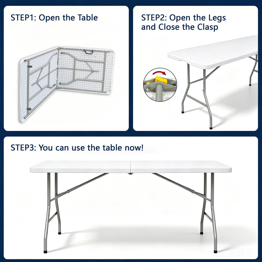 6ft White Folding Table B157