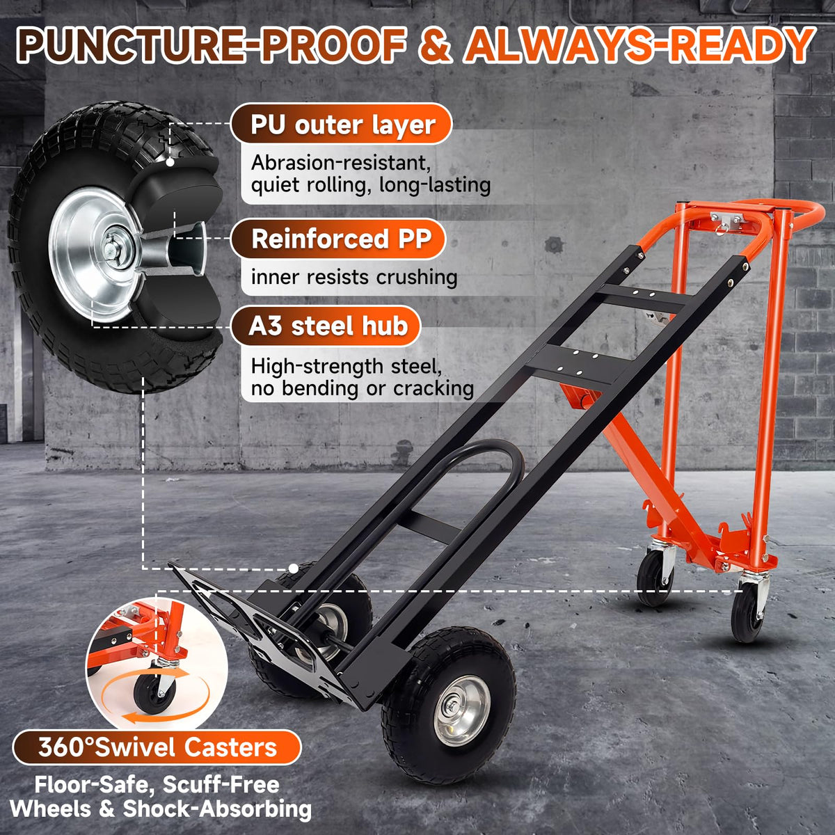 Heavy Duty Convertible Hand Truck with Wheels Q294260