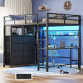 Full Size Loft Bed with Desk and 8 Storage Drawers Grey Z887639
