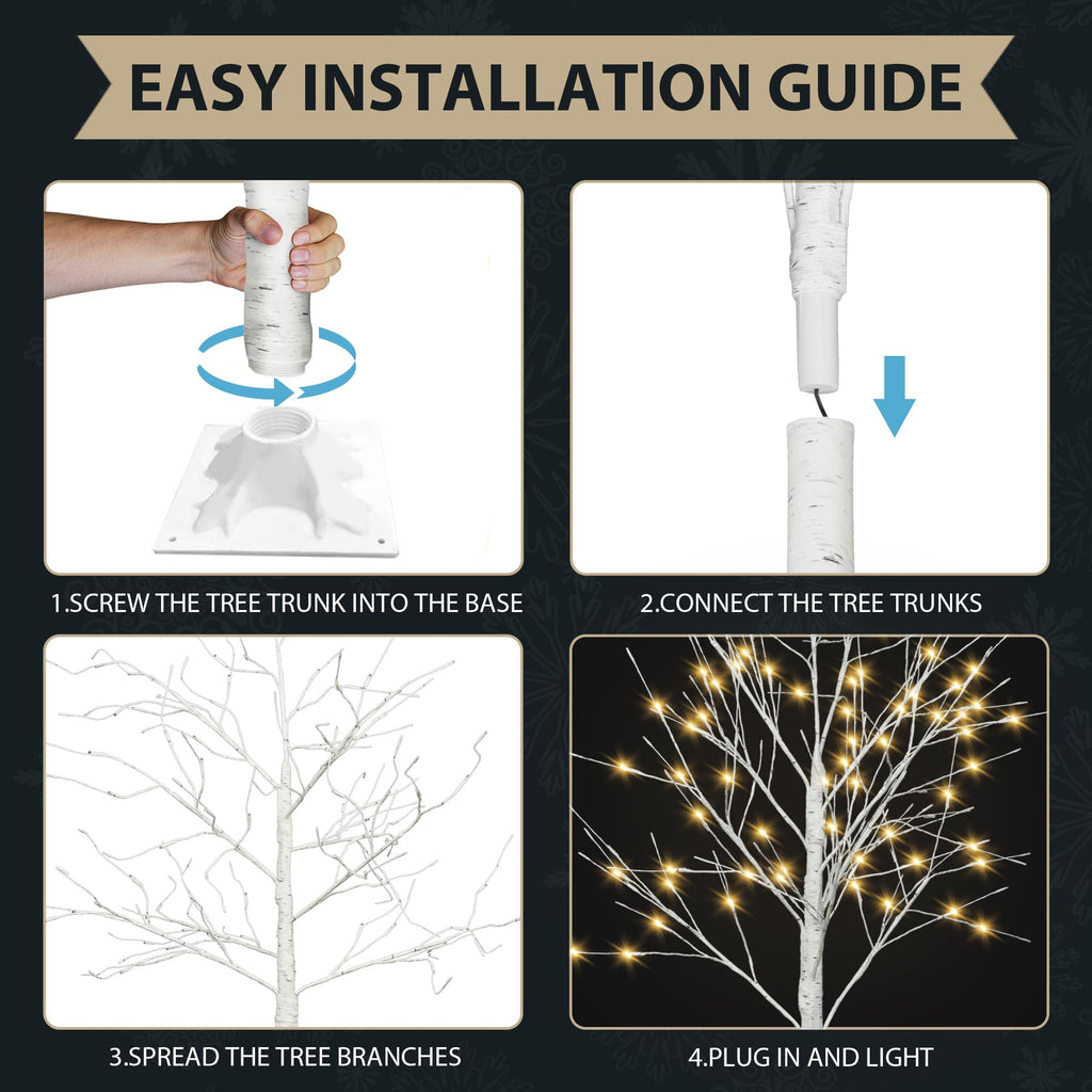 White Birch Tree Set with 246 LED Lights F317159