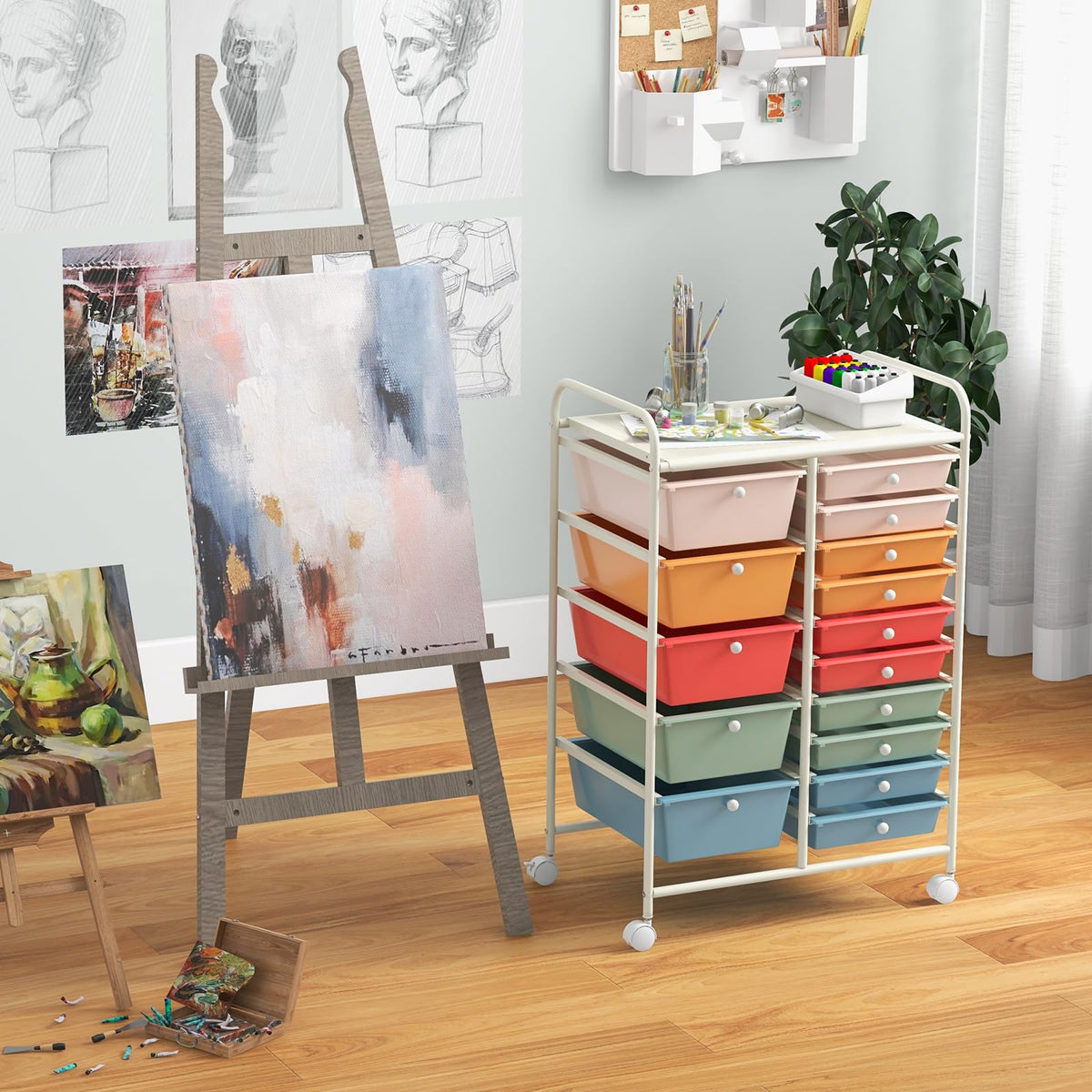 15 Drawer Rolling Storage Cart with Wheels G127