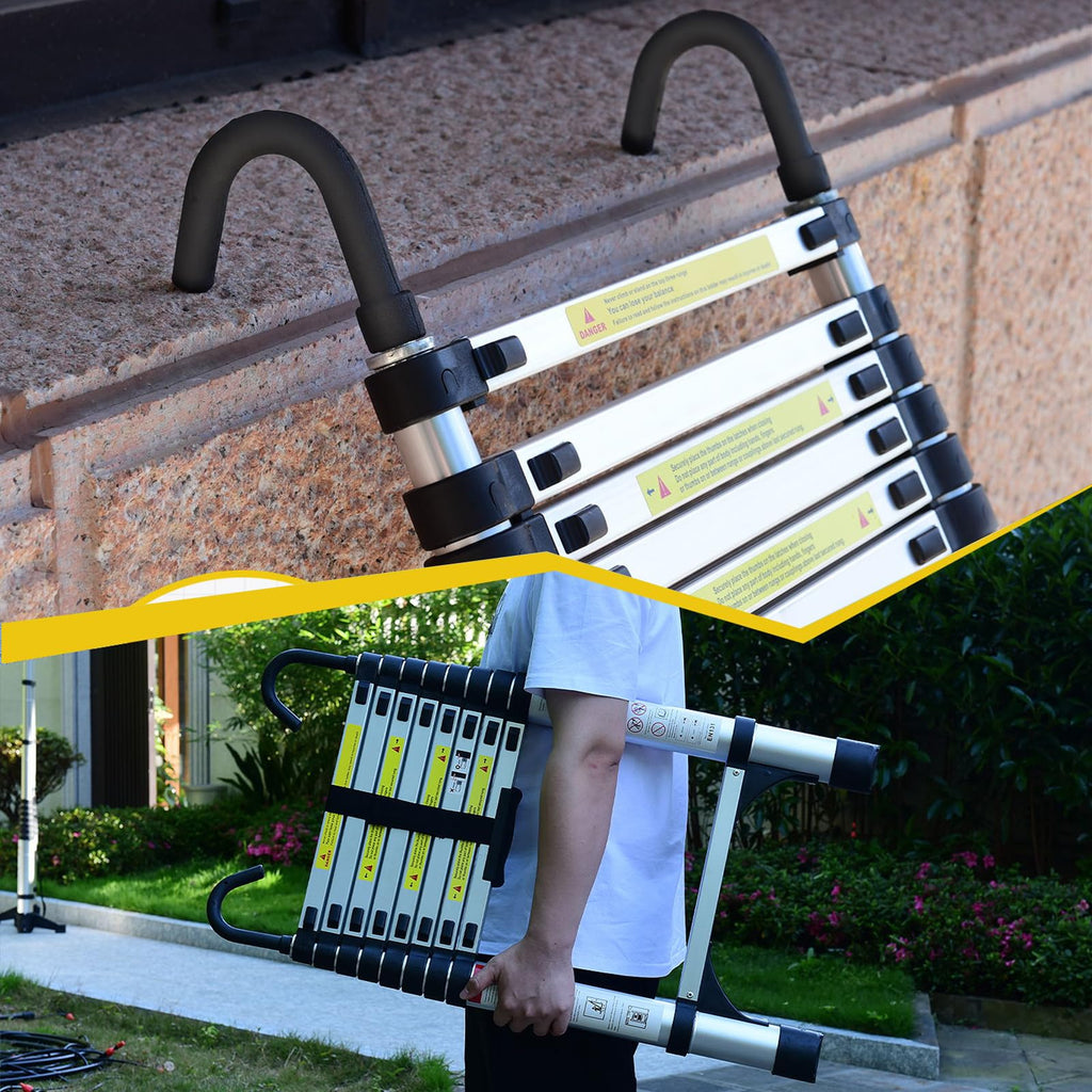 8.5 FT Aluminum Telescoping Ladder 330lbs R367