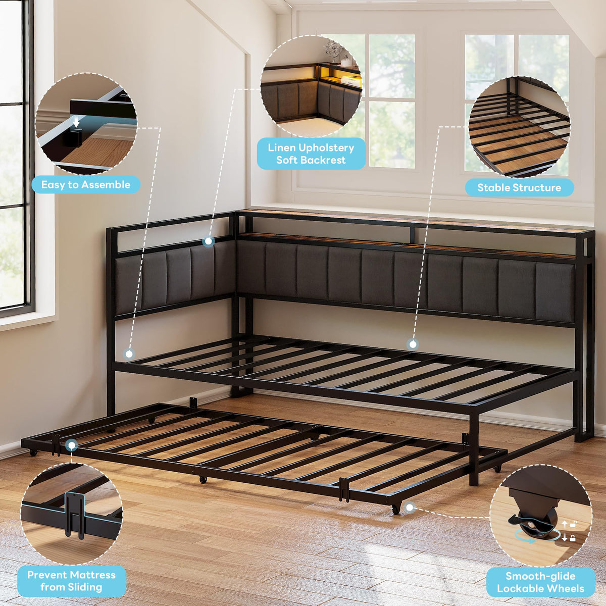 Black Full Daybed with Trundle C210587