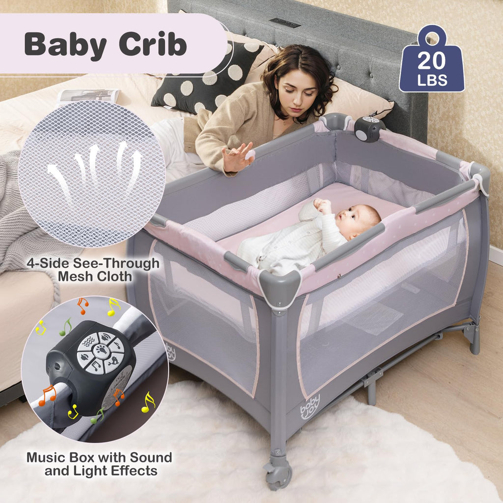5 in 1 Pack and Play with Bassinet and Diaper Changing Table P109