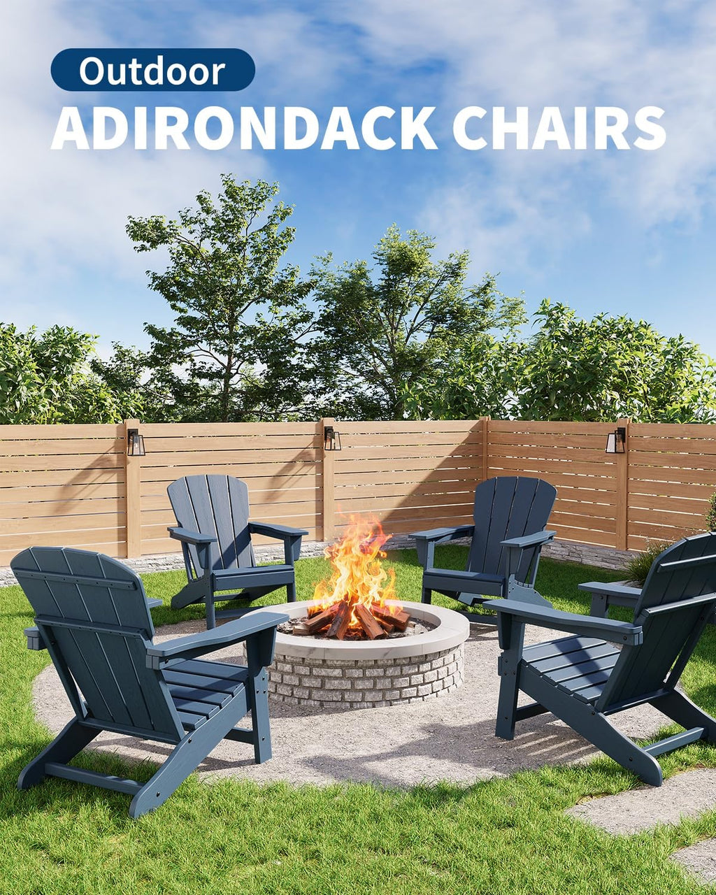 Oversize Navy Blue HDPE Plastic Adirondack Chair Y326