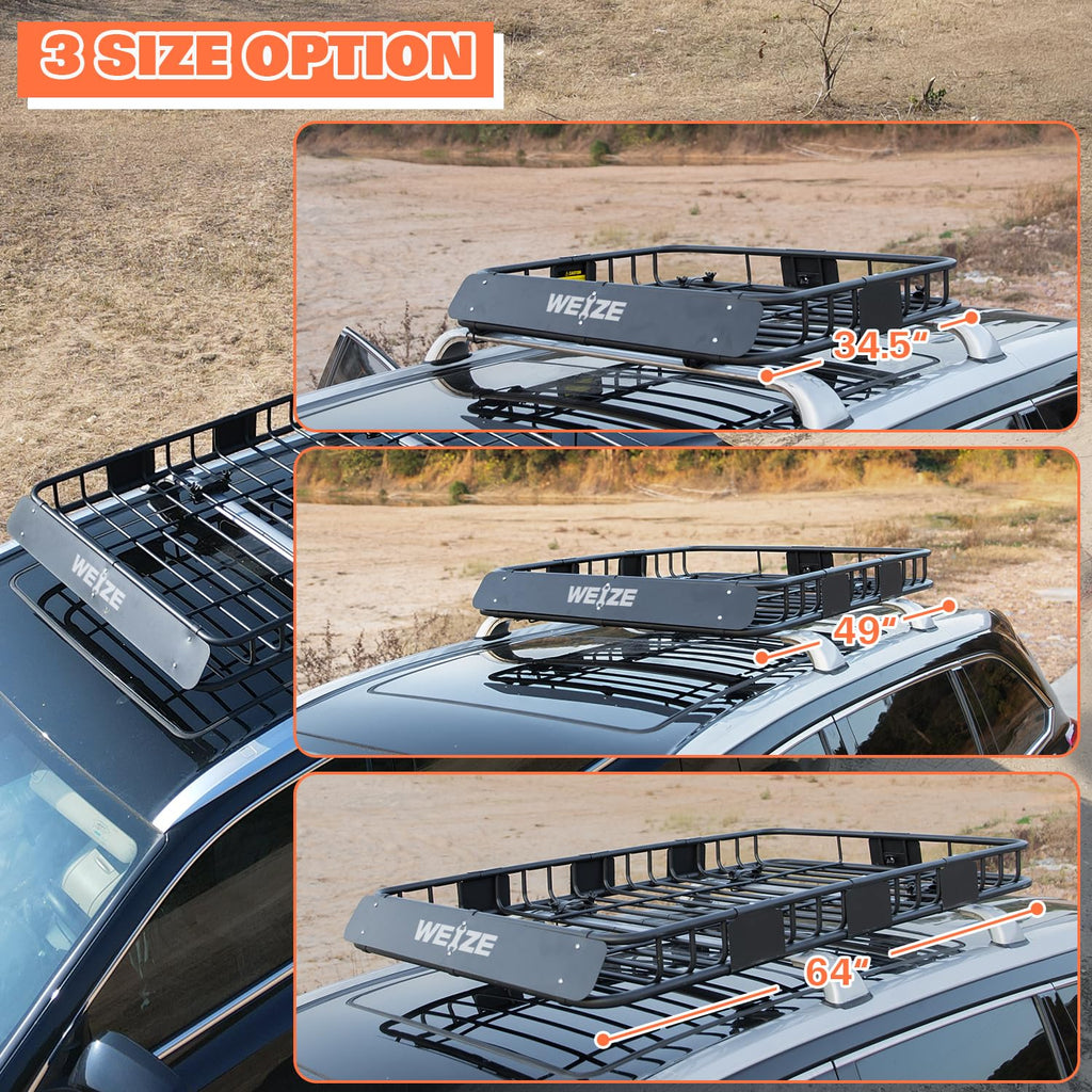 64"x 39" Steel Roof Rack Cargo Carrier with Waterproof Bag U950036