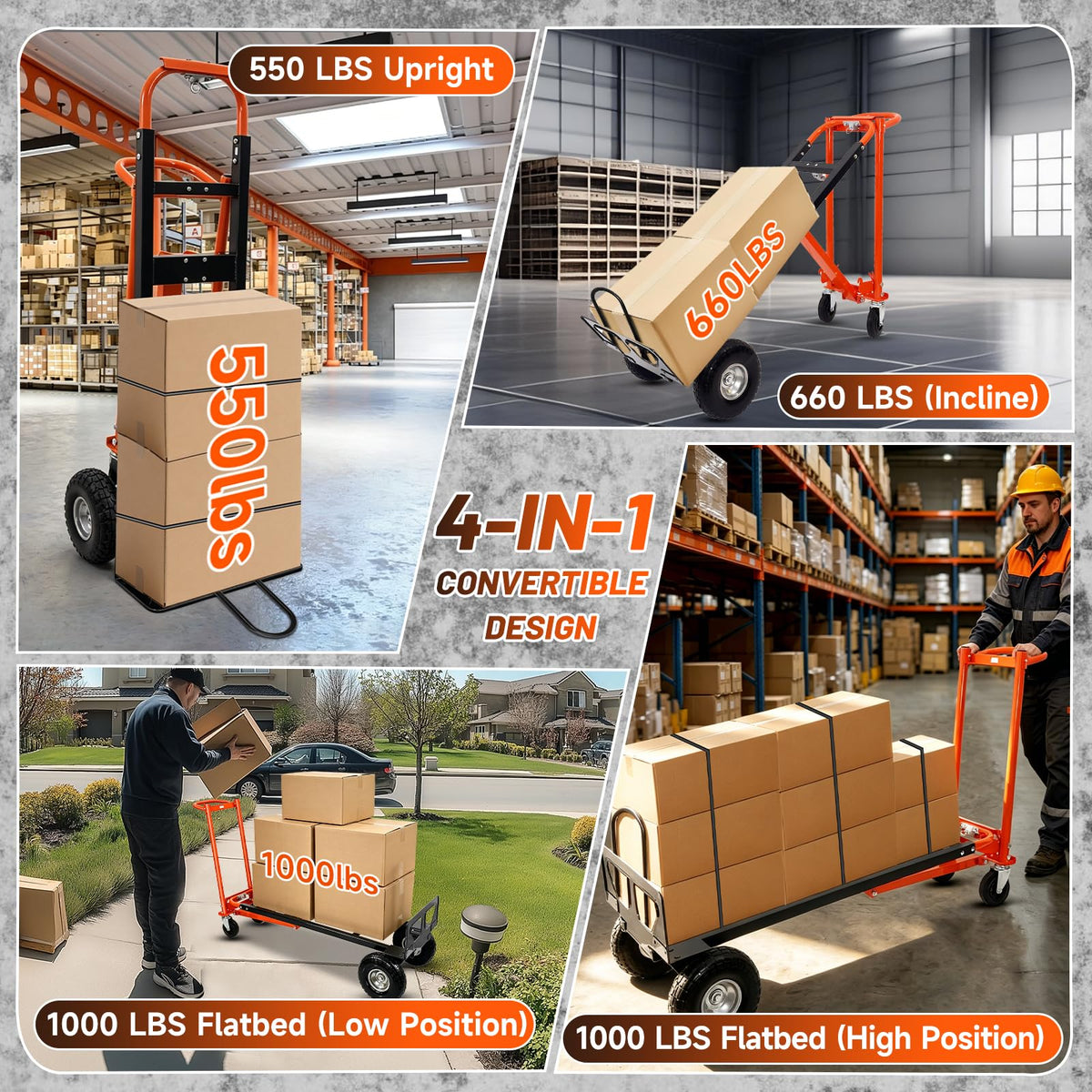 Heavy Duty Convertible Hand Truck with Wheels Q294260