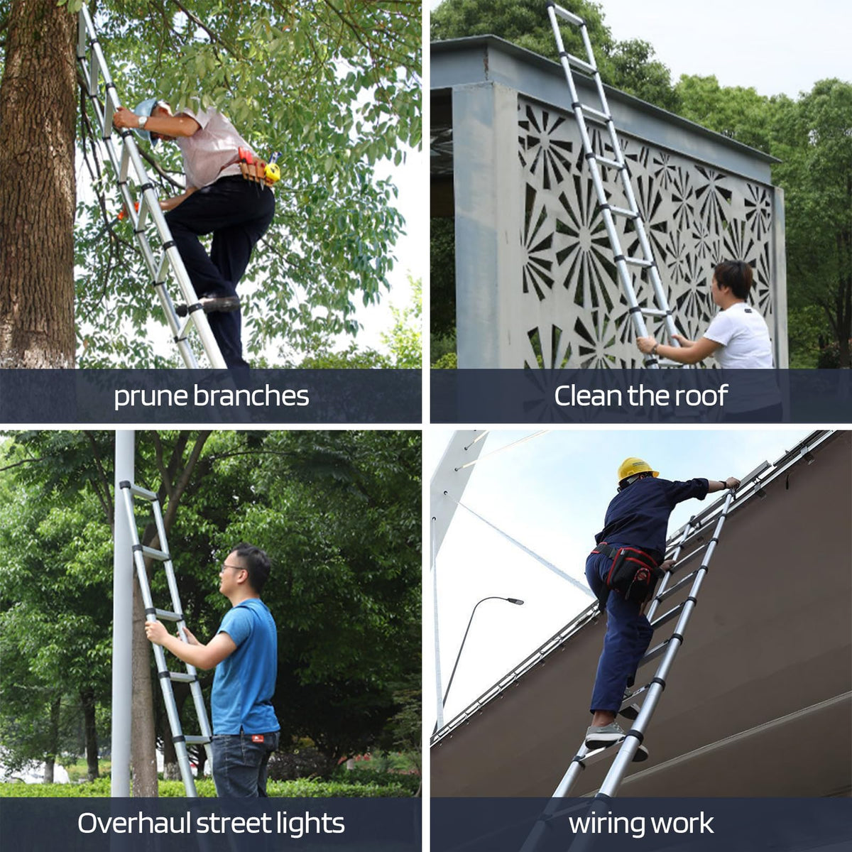 Telescoping Stainless Steel Extension Ladder 330 lbs Y5139