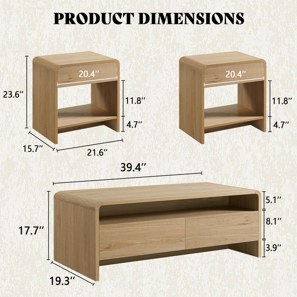 3-Piece Coffee Table Set with 2 End Tables K66429
