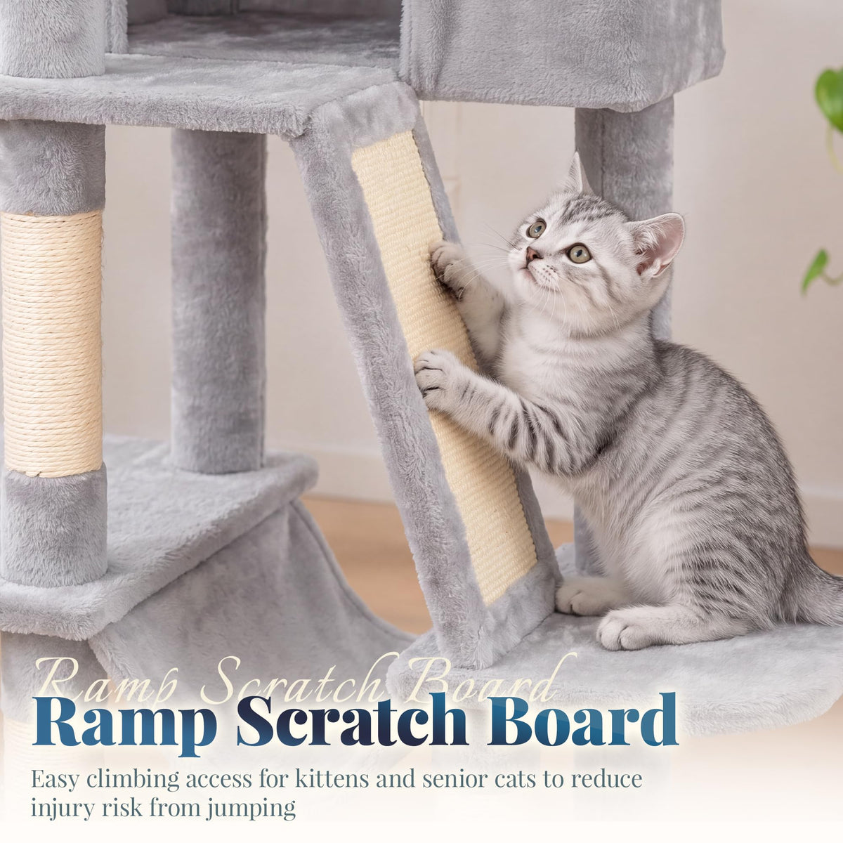Cat Tree Tower with Padded Platform Bed, Hammock H3324
