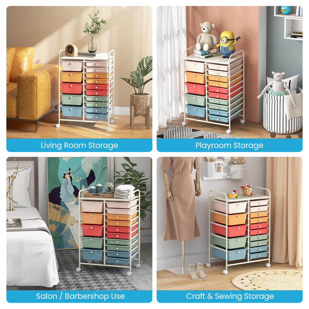 15 Drawer Rolling Storage Cart with Wheels G127