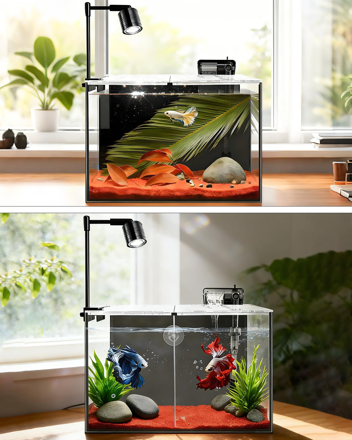 3 Gallon Ultra-Clear Glass Fish Tank with Filter and Led Light P584570