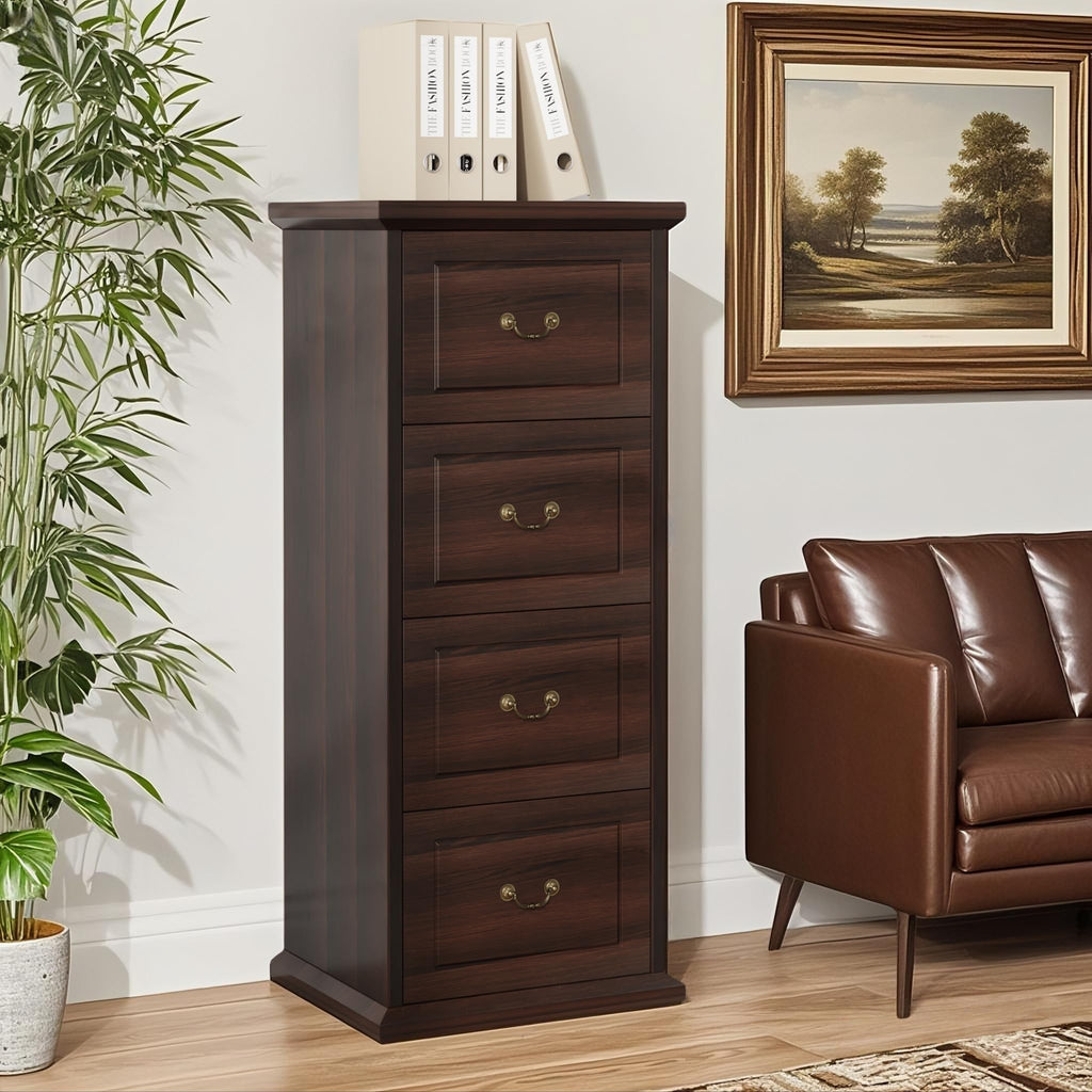 4 Drawer Dark Walnut File Cabinet N59920