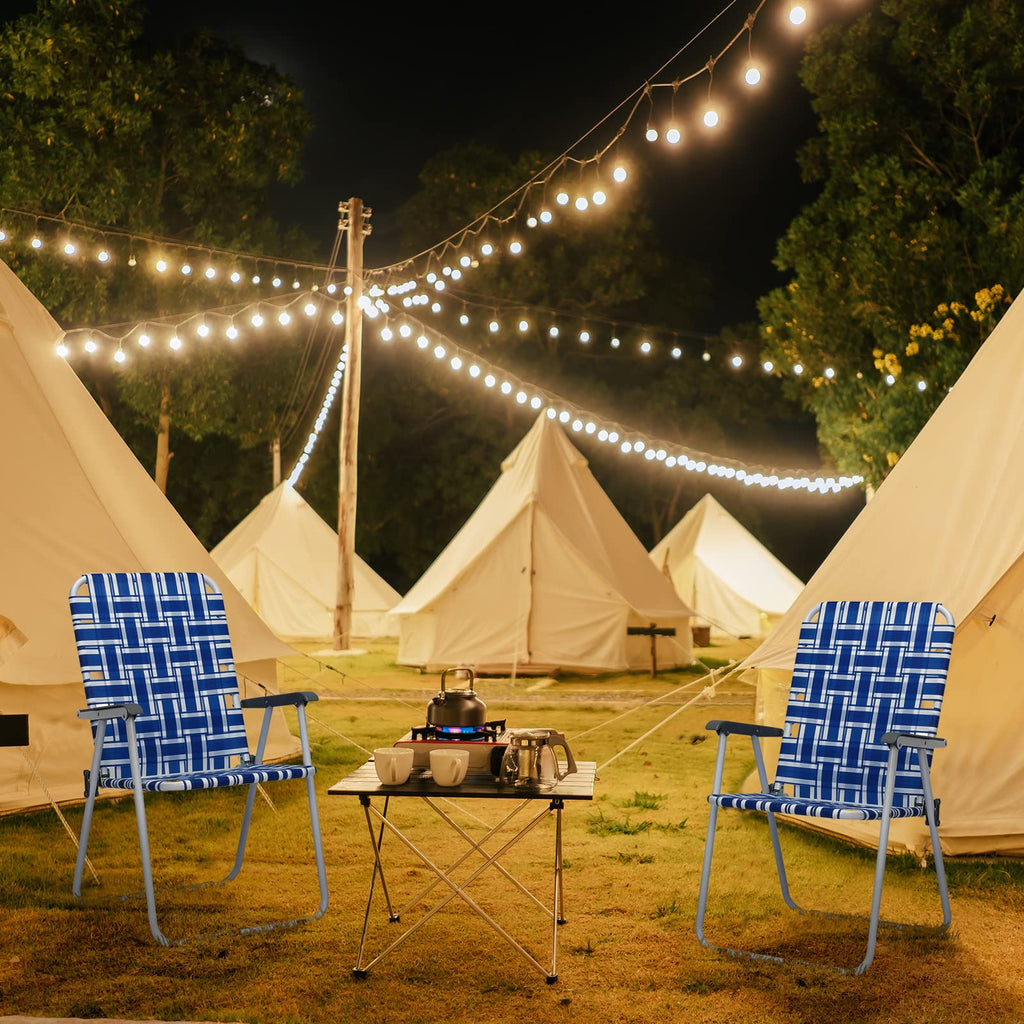 Set of 2 Blue Webbed Folding Camping Chairs Q26612