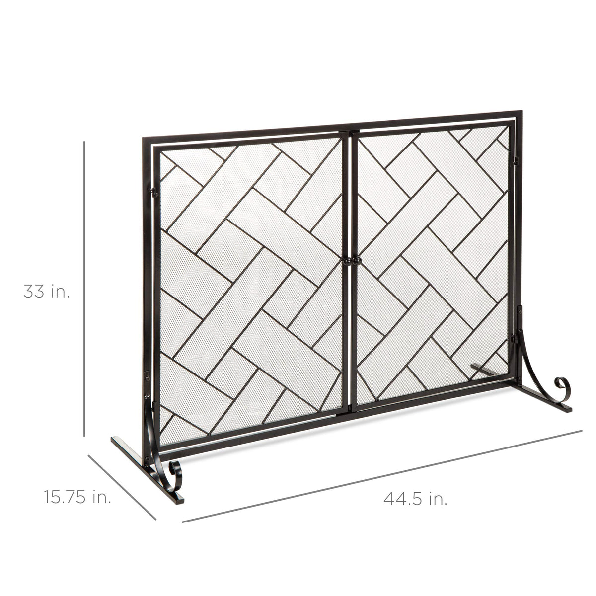 Black 2-Panel Wrought Iron Fireplace Screen K309