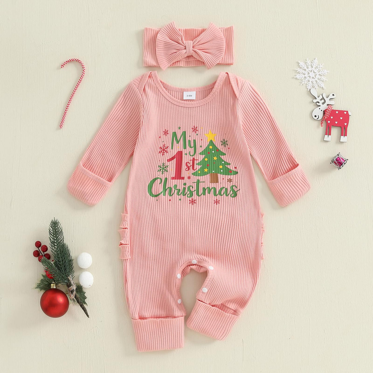 Christmas Tree Long Sleeve Romper Jumpsuit I591921