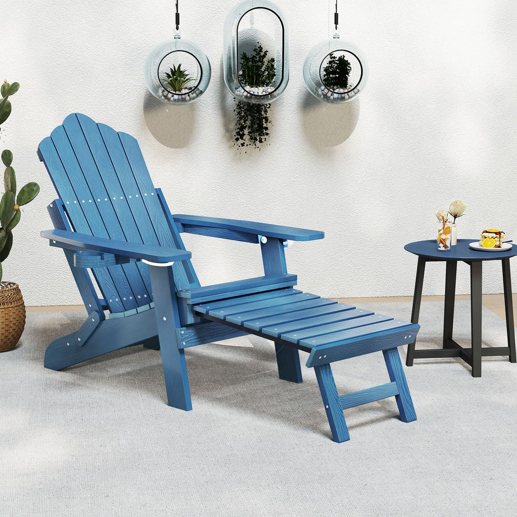 Folding Adirondack Chair with Adjustable Backrest and Ottoman F5652