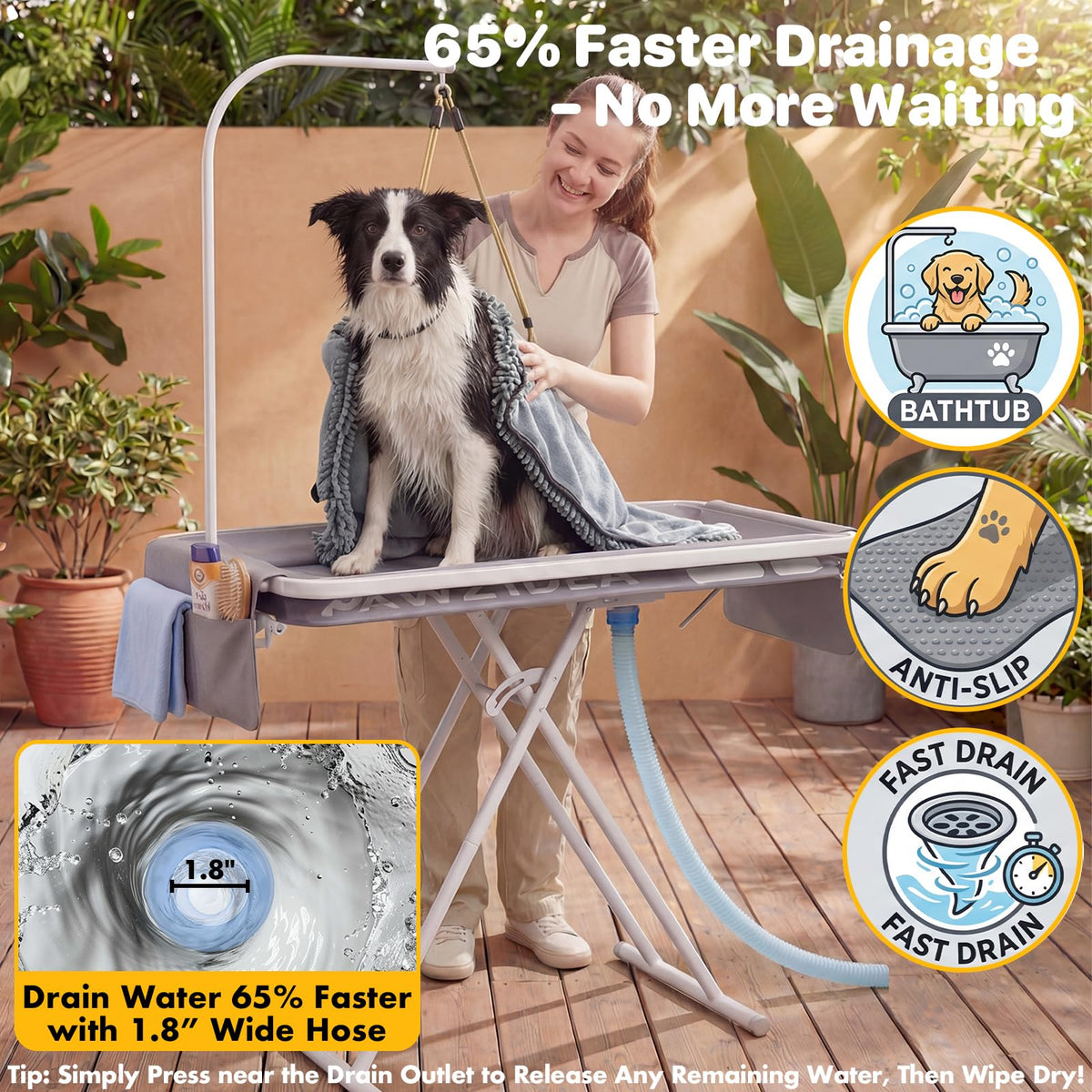 2-in-1 Dog Bathtub & Grooming Table R743386