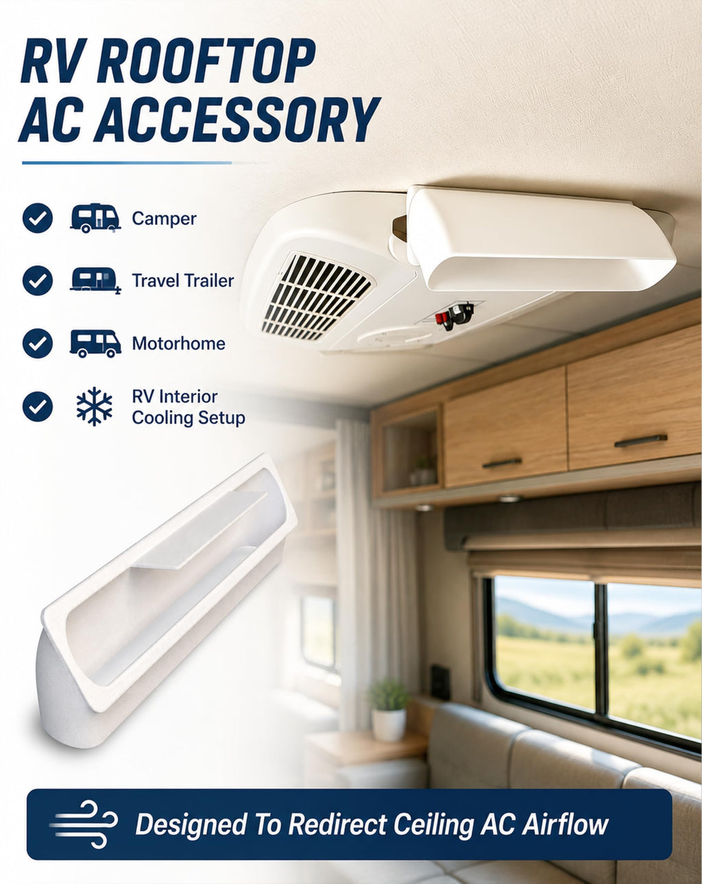 RV Rooftop AC Air Deflector White W31469