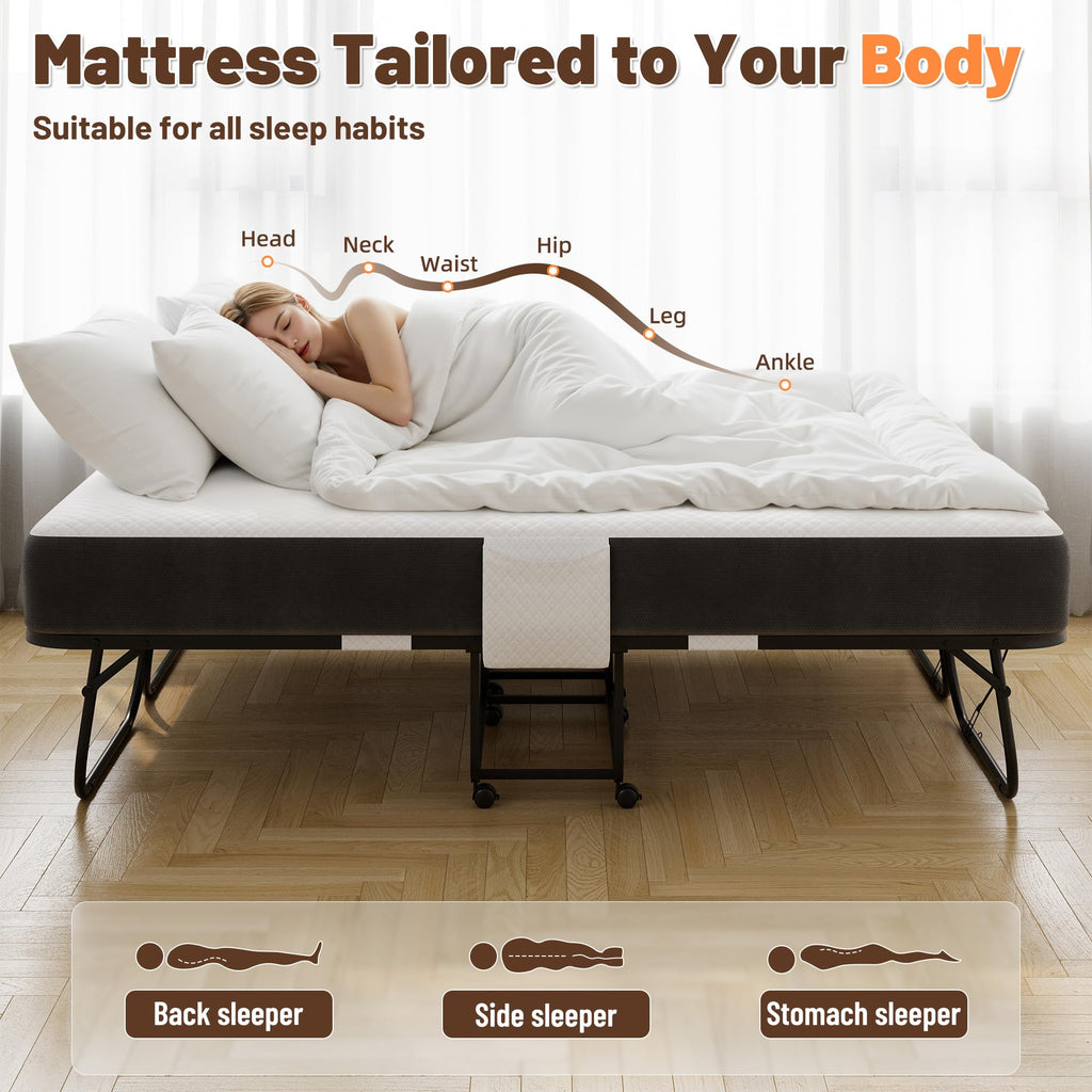 Full Size Folding Bed with Memory Foam Mattress U70221